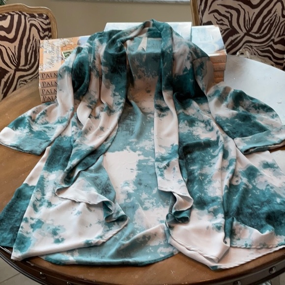 FREE SHIPPING-Melissa McCarthy 2XL Duster Kimono Blue Watercolor Teal Green - Picture 4 of 8